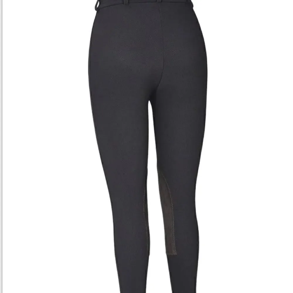 Tuff Rider Black Ribbed Front Zip Stretch Knee Breeches Riding Pants Size 26 - Picture 2 of 9